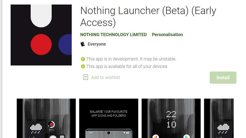 Nothing Launcher Play Store