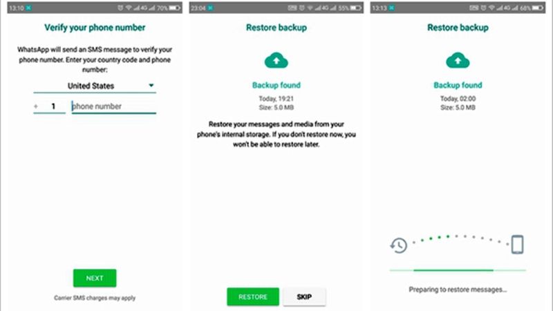 restore a whatsapp backup from google drive