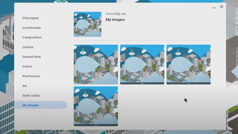 select desired wallpaper in chromebook