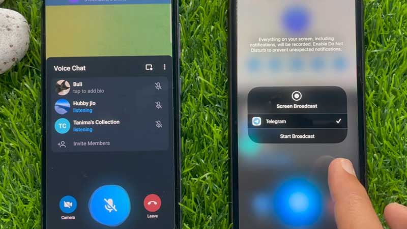 share iphone screen in telegram video call
