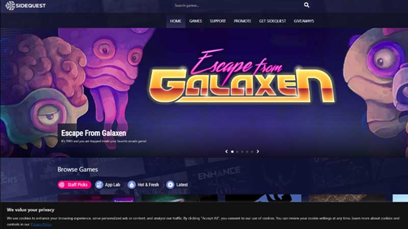 sidequest site to sideload apps