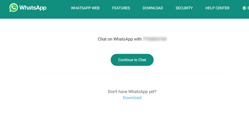 use whatsapp webpage to send message without saving phone number