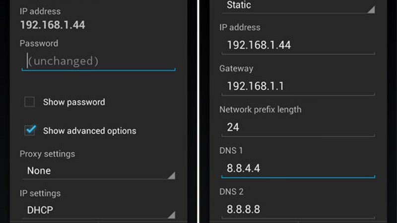 change dns setting on android phone to google dns