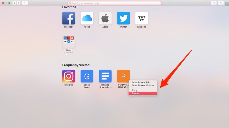 delete frequently visited safari sites macos monterey
