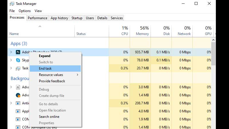 end task in task manager to fix powershell error in windows 10 11