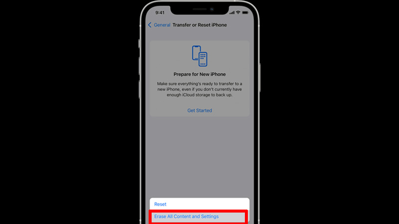 factory reset iphone settings