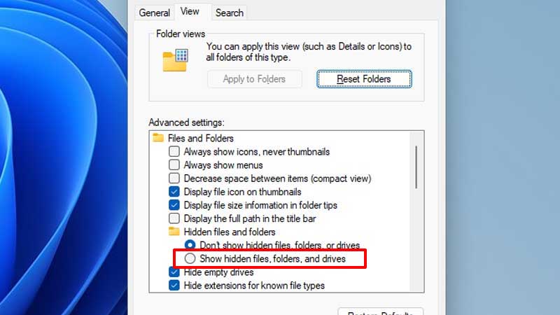 final step show hidden files