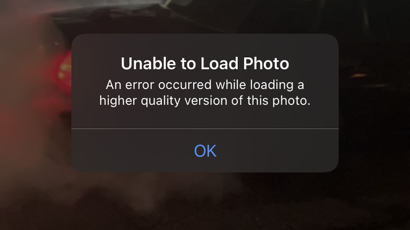 fix an error occurred while loading a higher quality video or photo on iphone