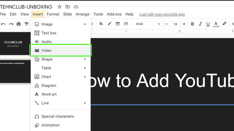 YT URL Google Slides