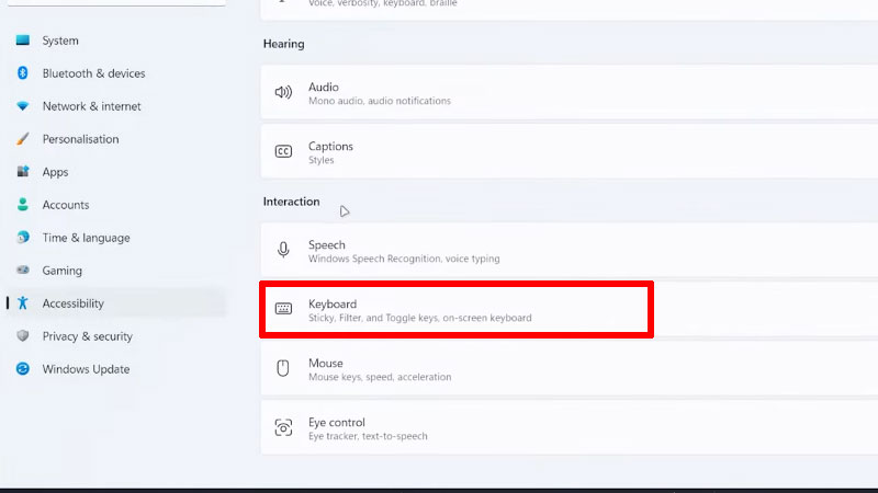 keyboard settings sticky keys