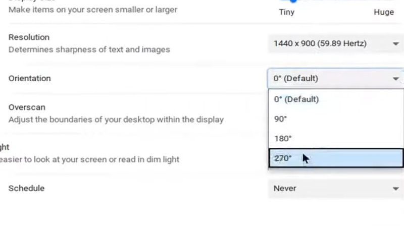 Rotate Chromebook Screen Using System Settings
