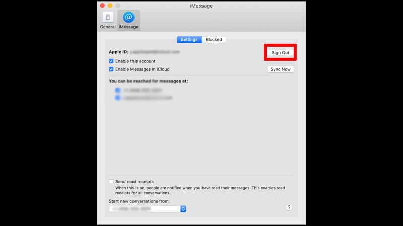sign out from imessage
