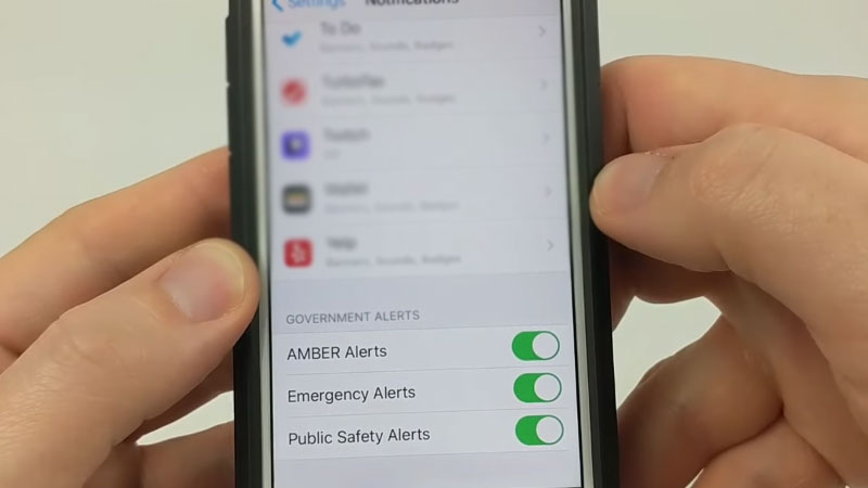 turning off blue alerts iphone