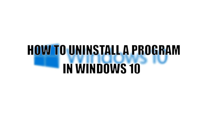 uninstall program windows 10