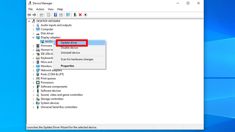 update driver windows 10