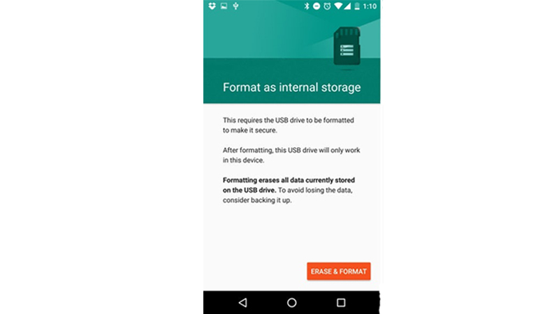 use sd card as internal storage on android