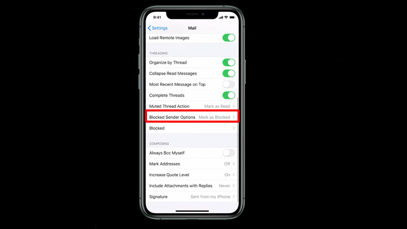 blocking emails settings