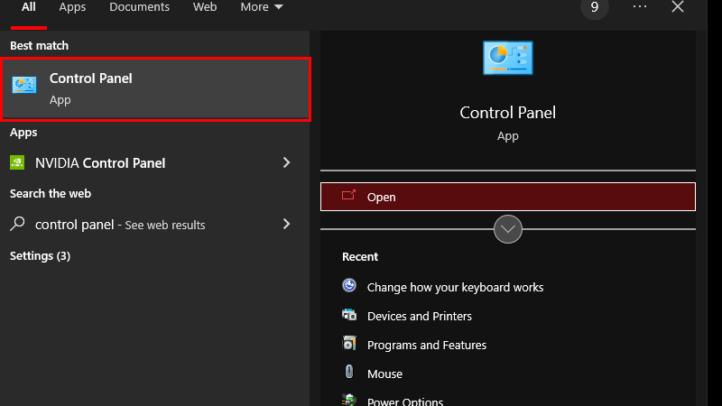 control panel windows