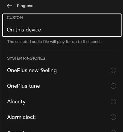 Android Alarm Sound Settings