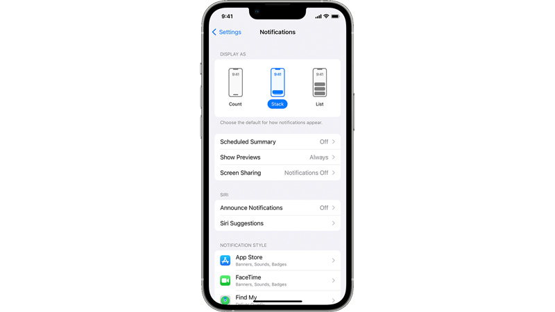 Change Notifications Display Style Stack In iOS 16