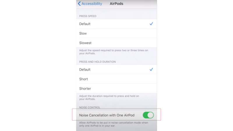 Noise Cancellation for Just One AirPod in AirPods Pro