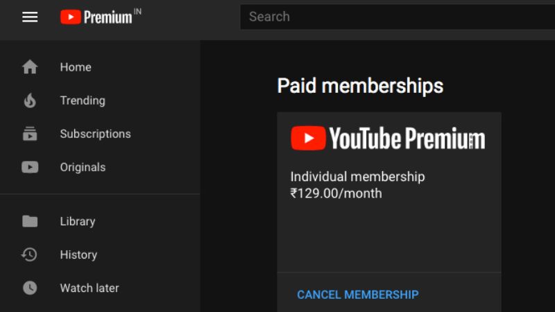 cancel youtube premium membership