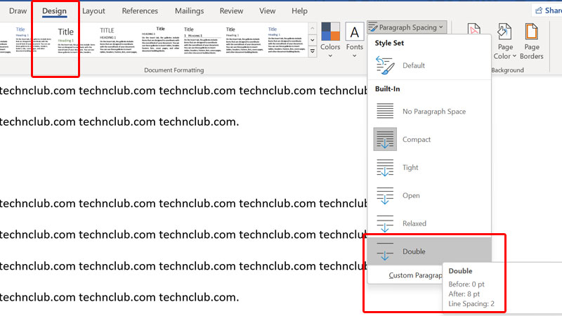 Word Double Spacing Settings
