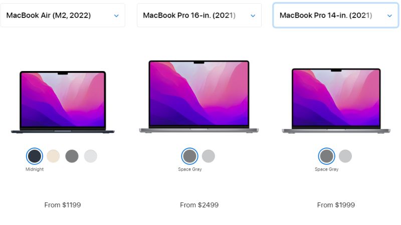 macbook air m2 vs macbook pro 16