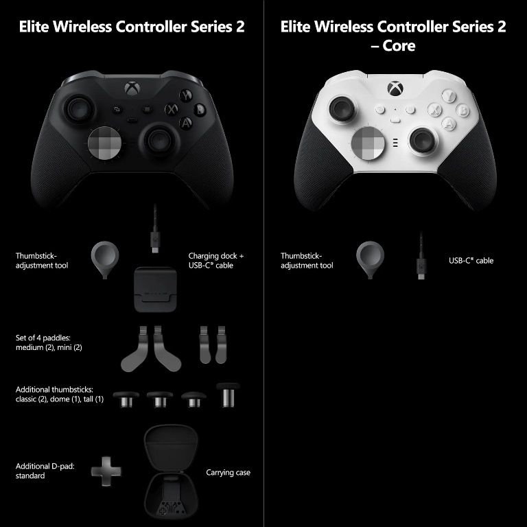 xbox elite wireless controller series 2 – core in white