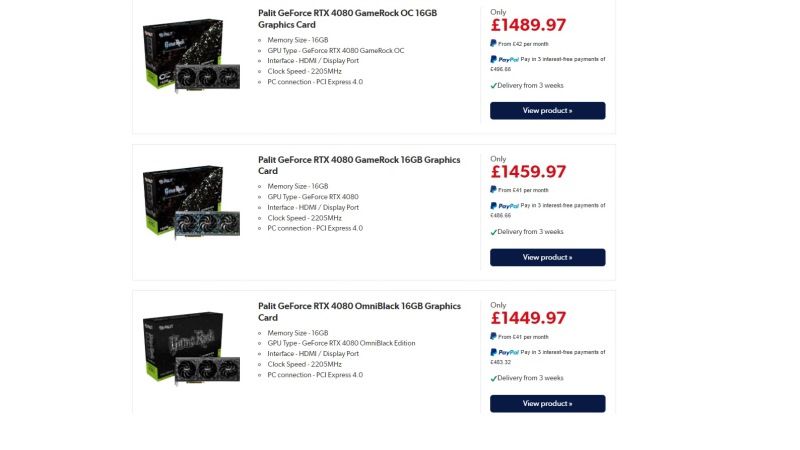 Nvidia GeForce RTX 4080 GPU Prices Leaked by US & UK Retailers
