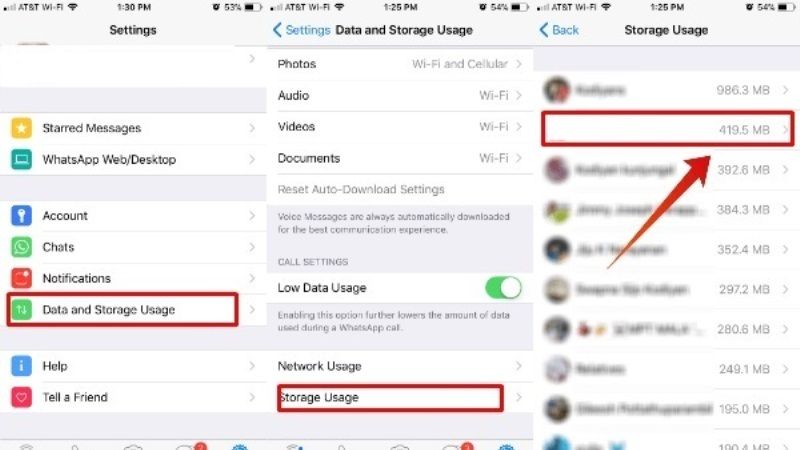 cleanup whatsapp data storage on iphone 14