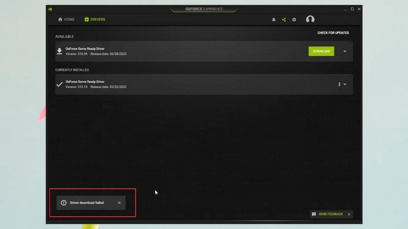 fix nvidia geforce experience driver download failed error