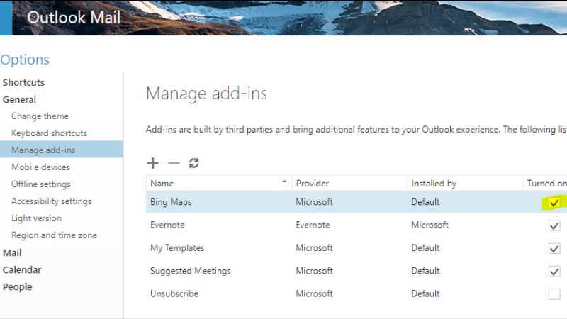 remove bing maps from outlook in office 365 proplus