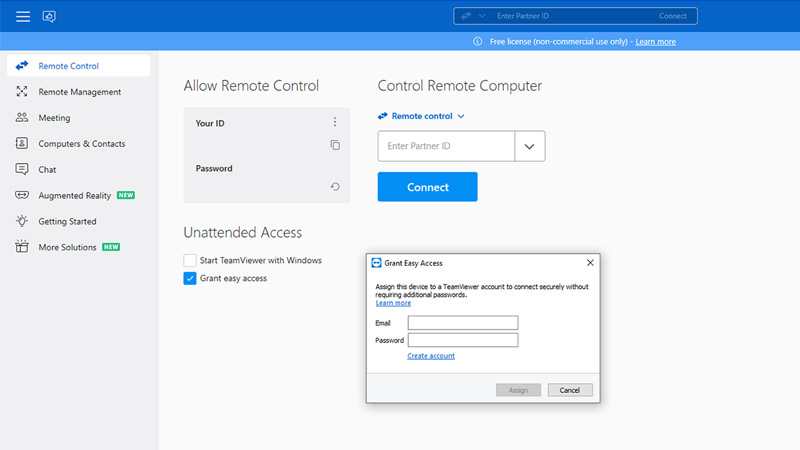 use grant easy access teamviewer