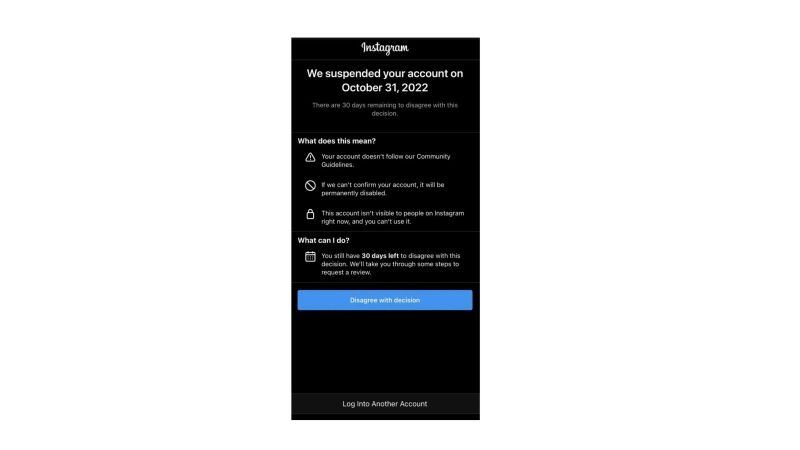 fix instagram account suspended issue