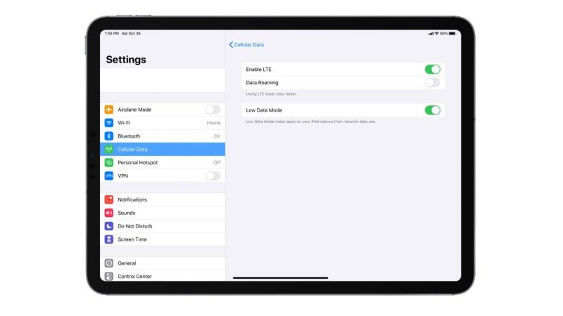 turn off low data mode on ipad