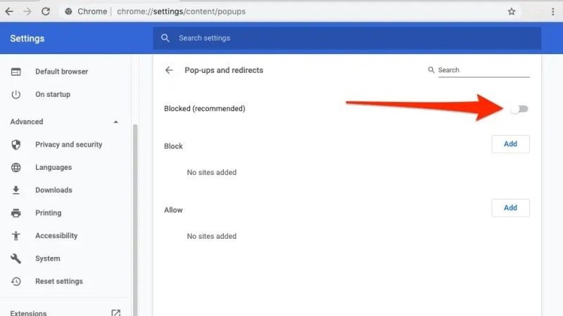 unblock pop-ups on mac centura in google chrome