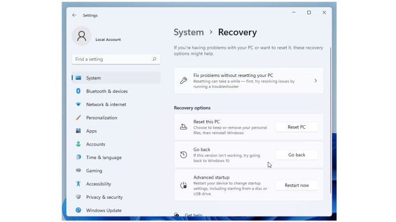 downgrade to windows 10 from windows 11