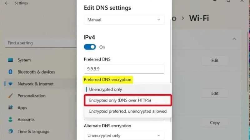 enable dns over https (doh) on windows 11