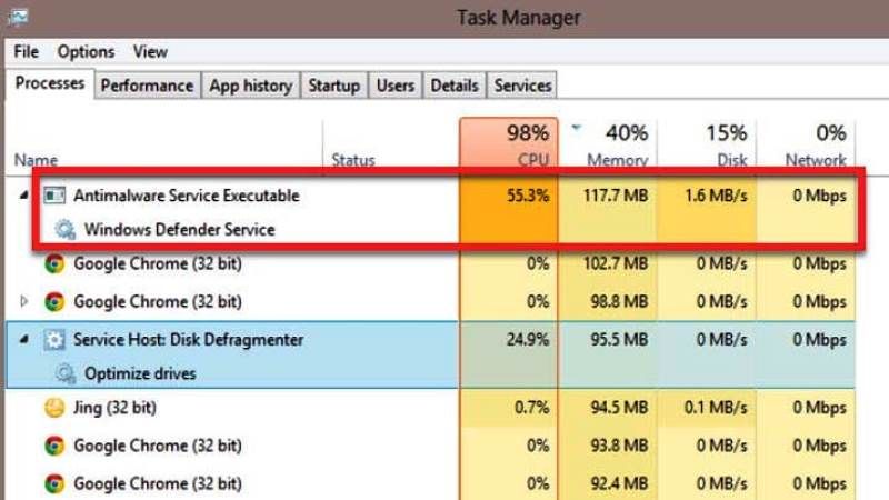 fix antimalware service executable high cpu usage