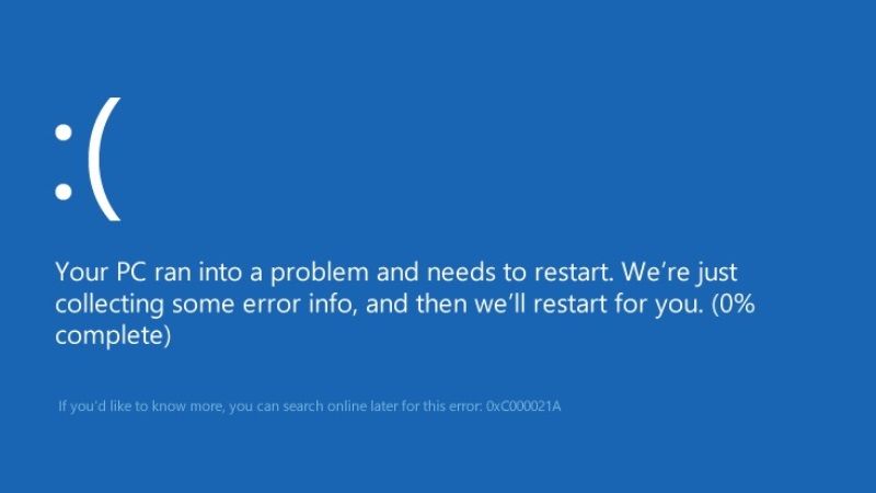 fix blue screen error 0xc000021a