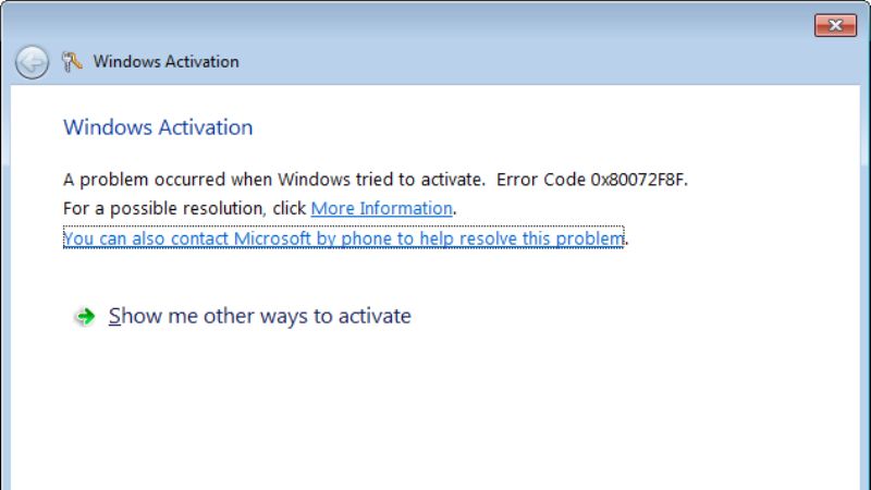 fix windows activation error 0x80072f8f