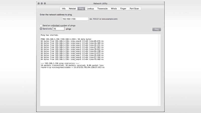 ping on mac ventura