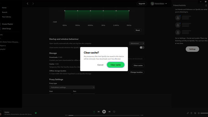 Clear Spotify Cache on Windows desktop