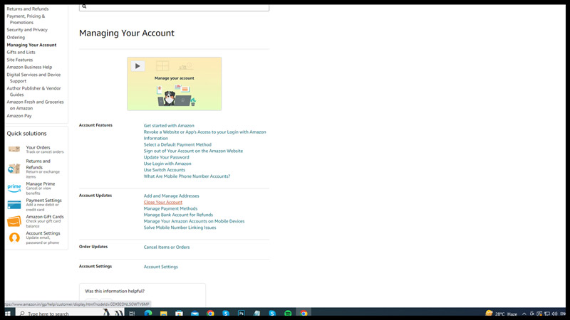 Close your amazon accout
