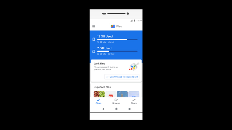 Delete Downloads using Google files app on Android