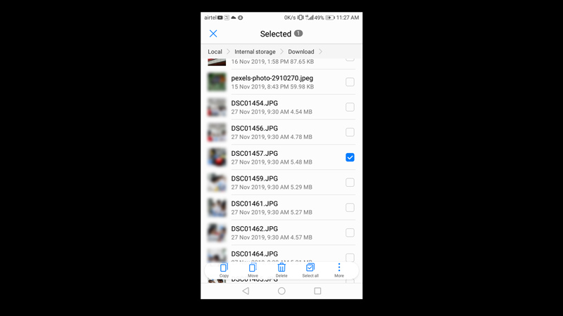 Delete Downloads on Android using the device File Manager app