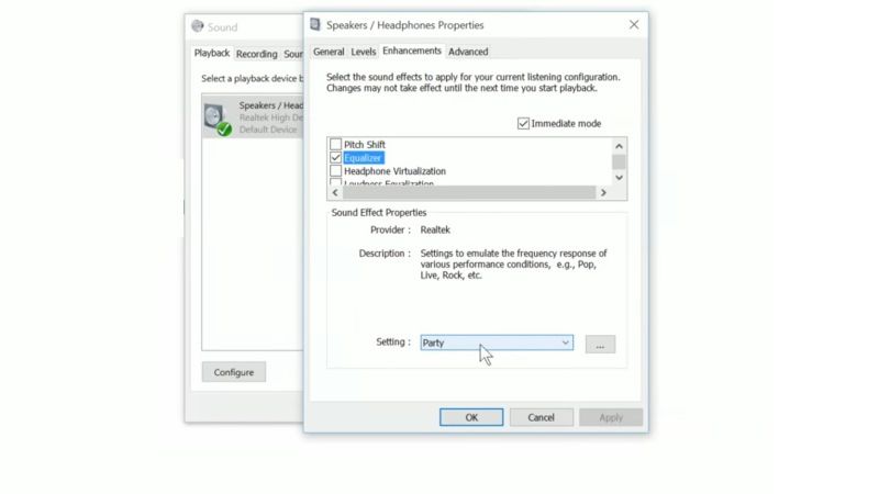 enable equalizer settings in windows 10