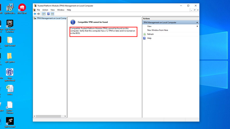 Enable TPM to fix error code Van9003 on Windows 11