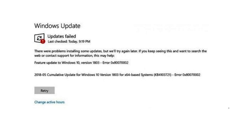 fix feature update to windows 10, version 1903 error 0x80070002